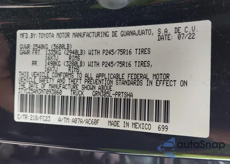 2022 Toyota Tacoma Sr5 V6 z USA, uszkodzony, nr VIN 3TYCZ5AN3NT093860